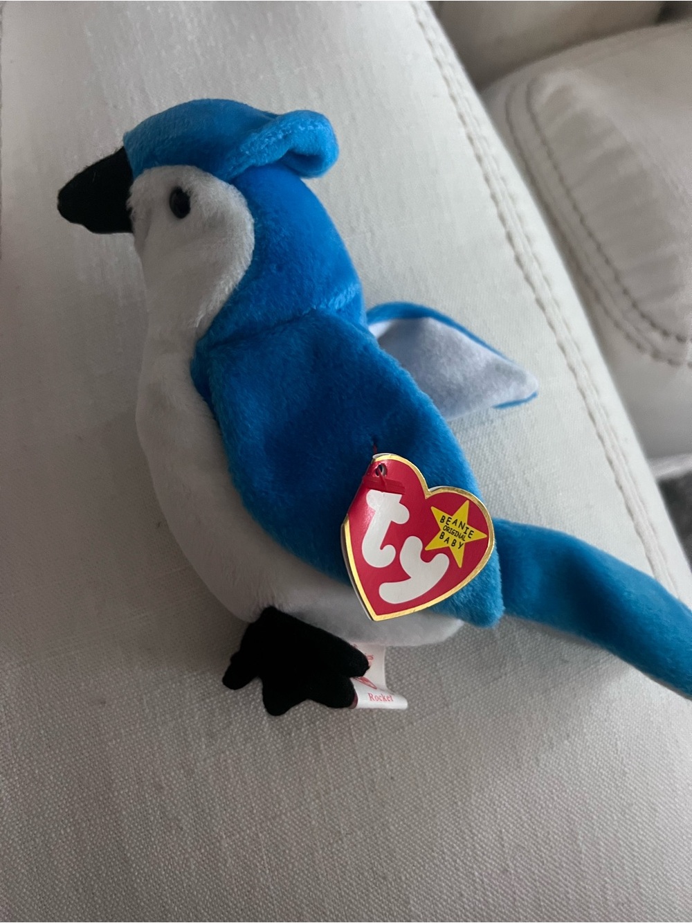 Ty Blue and White Plush Parrot Bird Toy
